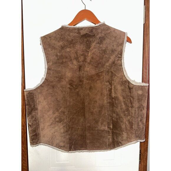 BAJA California Vintage Leather Sherpa Lined Vest  Size XL - Picture 2 of 12